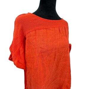 Bellombra Linen Tunic Top Women 2X Italy Textured Short Sleeve Oversized Lightwe